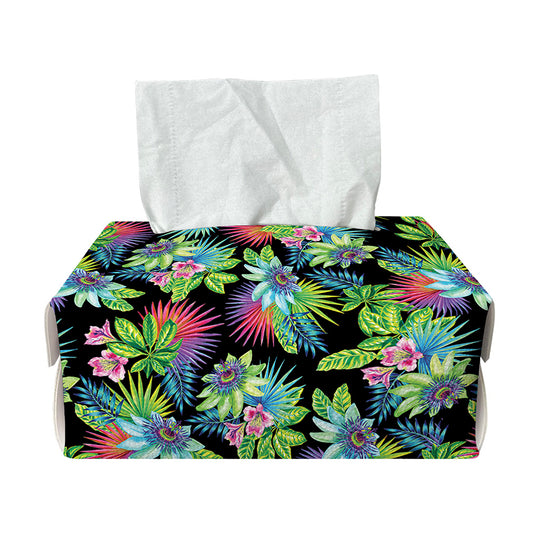 Psychedelic Hawaiian Flower Print Rectangle Tissue Box Cover