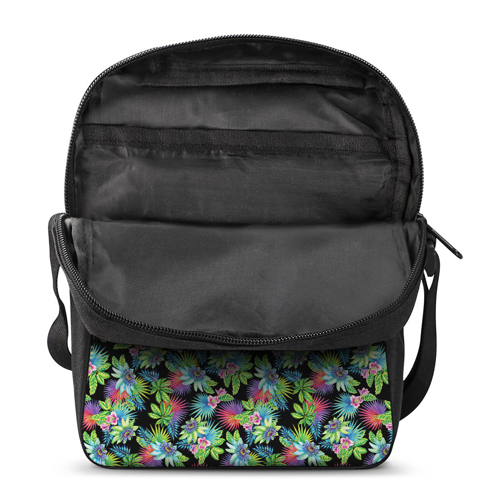 Psychedelic Hawaiian Flower Print Rectangular Crossbody Bag