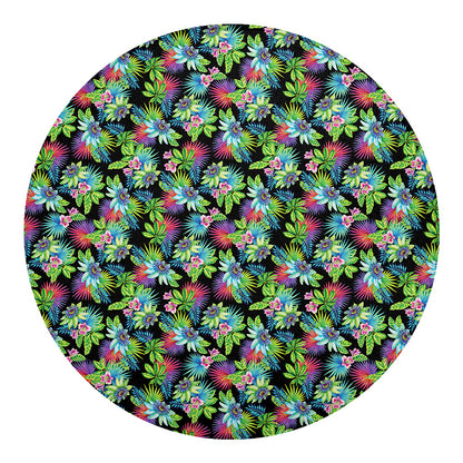 Psychedelic Hawaiian Flower Print Round Blanket