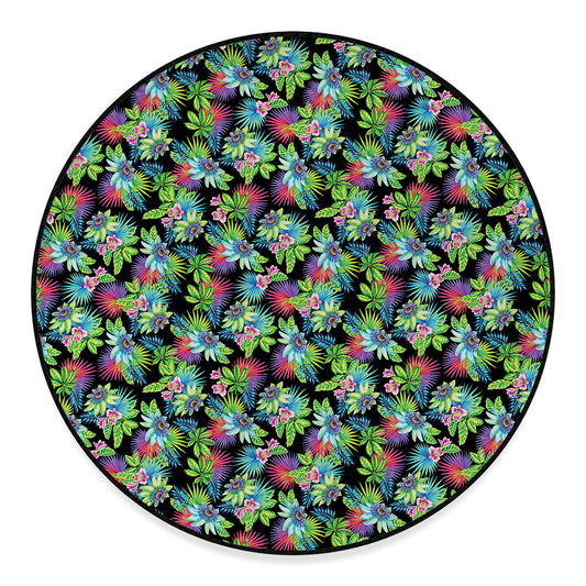 Psychedelic Hawaiian Flower Print Round Floor Mat