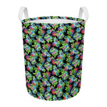 Psychedelic Hawaiian Flower Print Round Laundry Basket