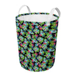 Psychedelic Hawaiian Flower Print Round Laundry Basket