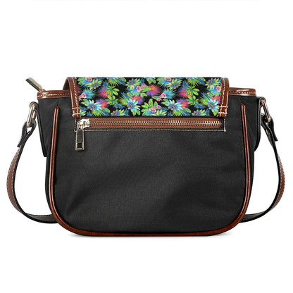 Psychedelic Hawaiian Flower Print Saddle Bag