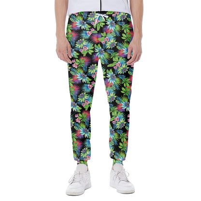 Psychedelic Hawaiian Flower Print Scuba Joggers