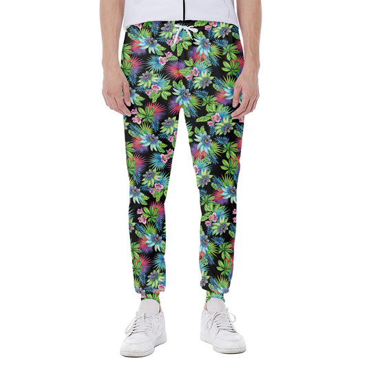Psychedelic Hawaiian Flower Print Scuba Joggers