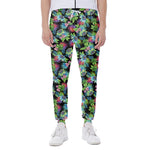 Psychedelic Hawaiian Flower Print Scuba Joggers