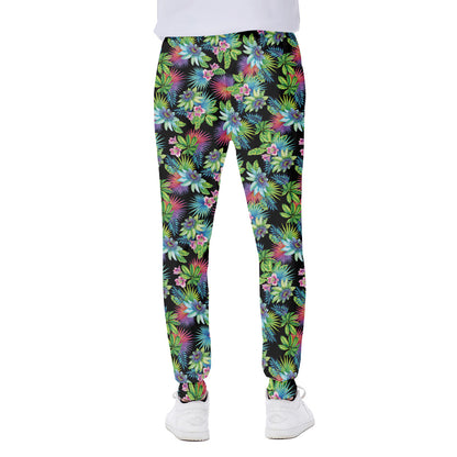Psychedelic Hawaiian Flower Print Scuba Joggers