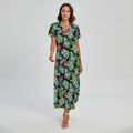 Psychedelic Hawaiian Flower Print Short Sleeve Maxi Dress