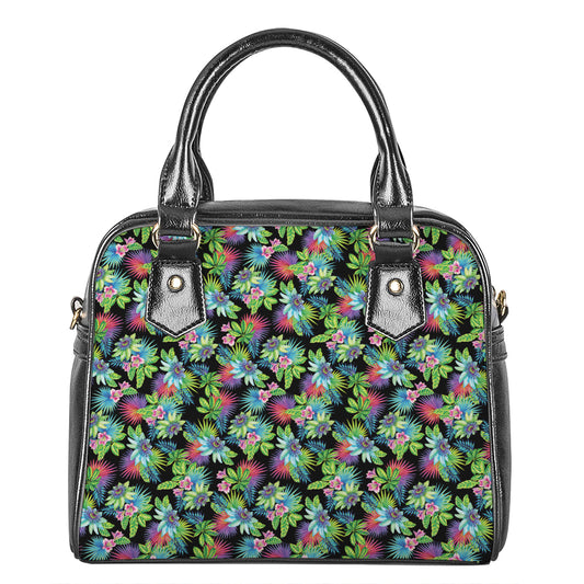 Psychedelic Hawaiian Flower Print Shoulder Handbag