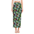 Psychedelic Hawaiian Flower Print Side Slit Maxi Skirt