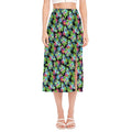 Psychedelic Hawaiian Flower Print Side Slit Midi Skirt
