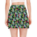 Psychedelic Hawaiian Flower Print Side Slit Mini Skirt