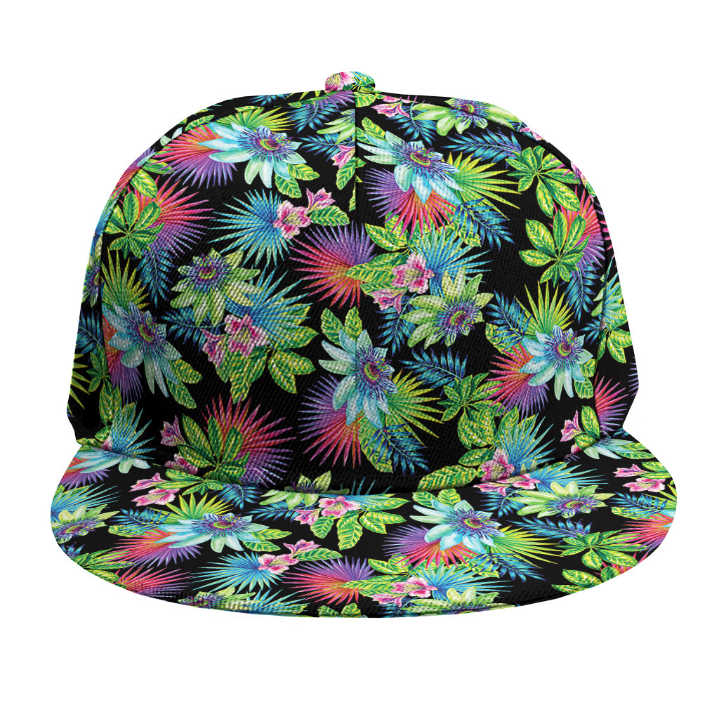 Psychedelic Hawaiian Flower Print Snapback Cap
