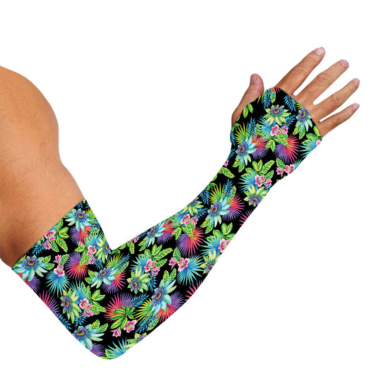 Psychedelic Hawaiian Flower Print Sun Protection Arm Sleeves