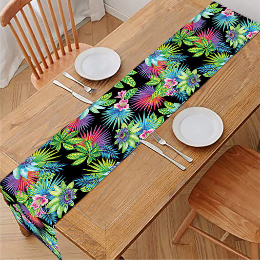 Psychedelic Hawaiian Flower Print Table Runner
