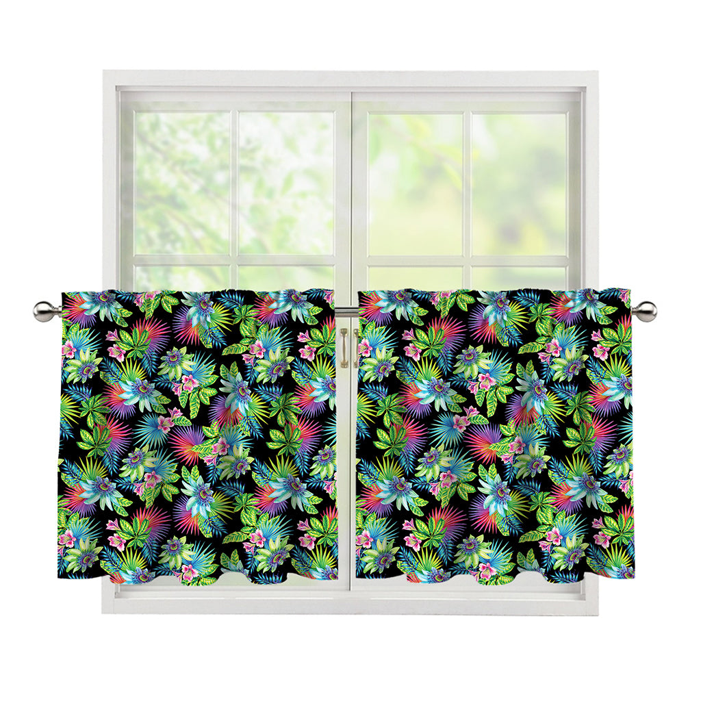 Psychedelic Hawaiian Flower Print Tier Curtains