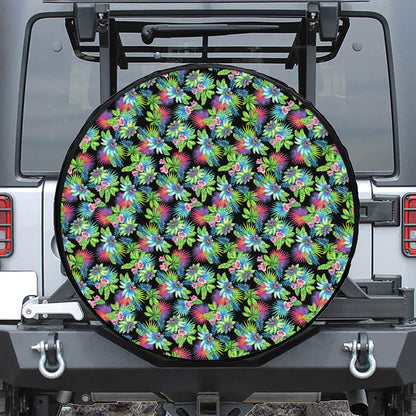 Psychedelic Hawaiian Flower Print Tire Cover