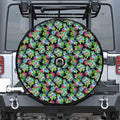 Psychedelic Hawaiian Flower Print Tire Cover With Camera Hole