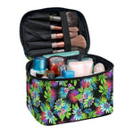 Psychedelic Hawaiian Flower Print Travel Makeup Bag