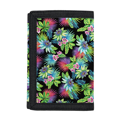 Psychedelic Hawaiian Flower Print Trifold Wallet