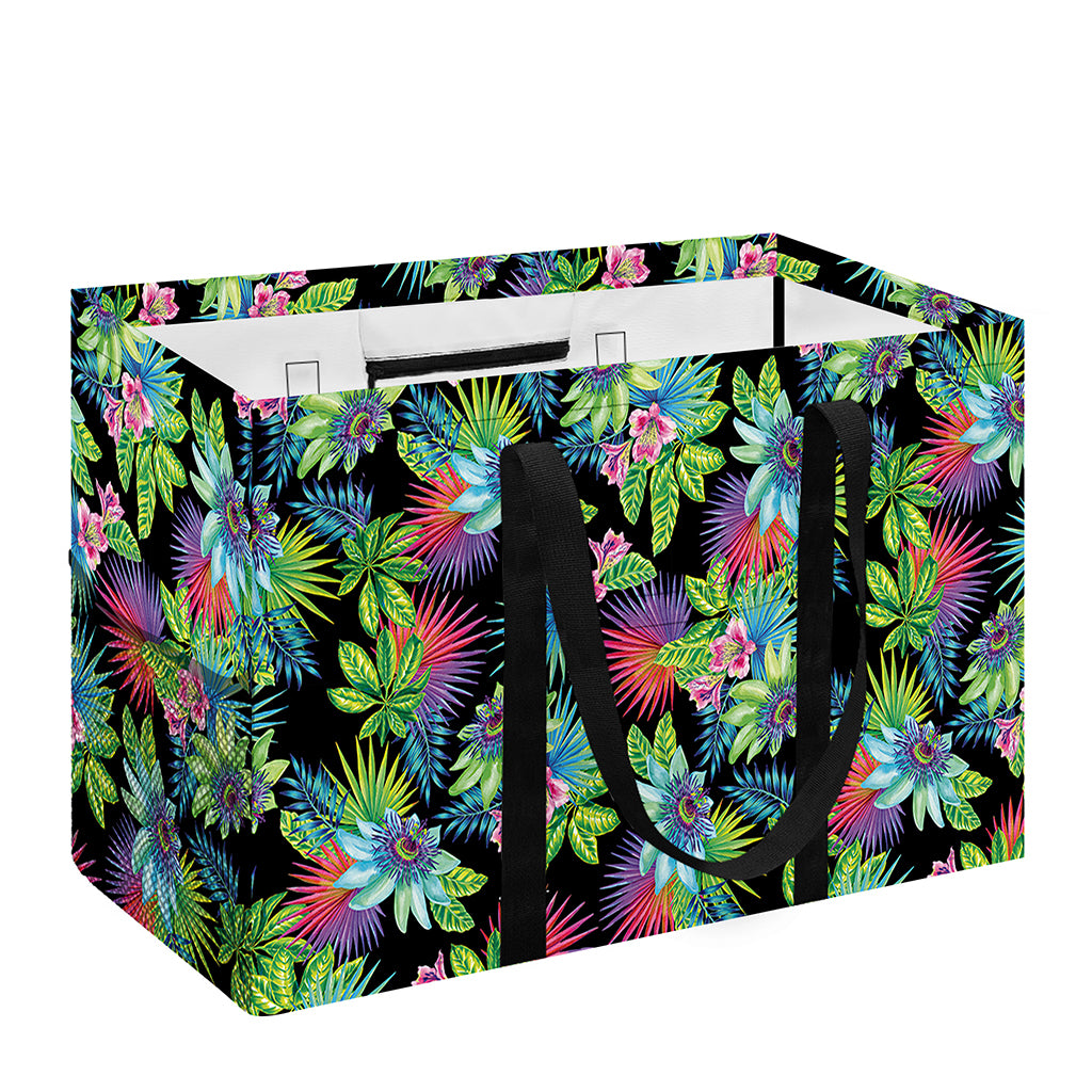 Psychedelic Hawaiian Flower Print Utility Tote Bag