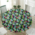 Psychedelic Hawaiian Flower Print Waterproof Round Tablecloth