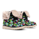Psychedelic Hawaiian Flower Print Winter Boots
