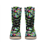 Psychedelic Hawaiian Flower Print Winter Boots