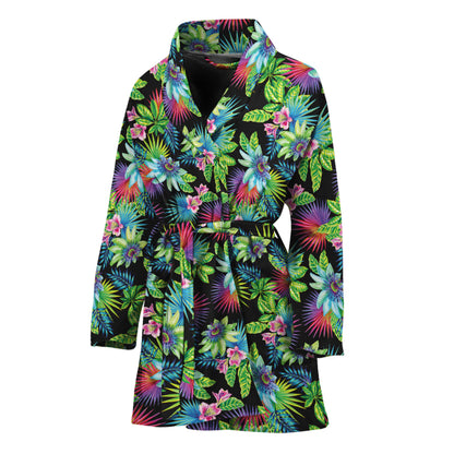 Psychedelic Hawaiian Flower Print Women's Bathrobe