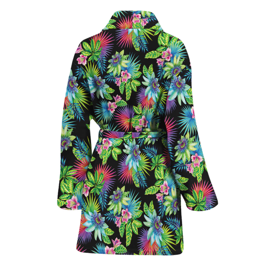 Psychedelic Hawaiian Flower Print Women's Bathrobe