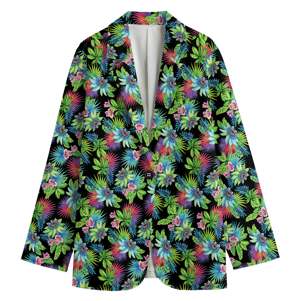 Psychedelic Hawaiian Flower Print Women's Blazer