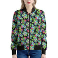 Psychedelic Hawaiian Flower Print Women's Bomber Jacket