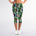 Psychedelic Hawaiian Flower Print Women's Capri Leggings