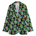 Psychedelic Hawaiian Flower Print Women's Cotton Blazer