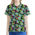 Psychedelic Hawaiian Flower Print Women's Polo Shirt