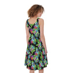 Psychedelic Hawaiian Flower Print Women's Sleeveless Dress