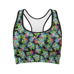 Psychedelic Hawaiian Flower Print Women's Sports Bra
