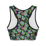 Psychedelic Hawaiian Flower Print Women's Sports Bra