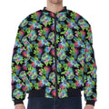 Psychedelic Hawaiian Flower Print Zip Sleeve Bomber Jacket