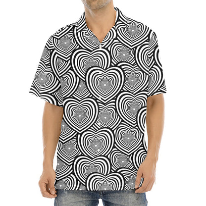 Psychedelic Heart Pattern Print Aloha Shirt