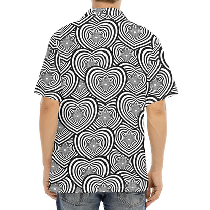 Psychedelic Heart Pattern Print Aloha Shirt