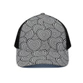 Psychedelic Heart Pattern Print Black Mesh Trucker Hat