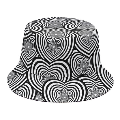 Psychedelic Heart Pattern Print Bucket Hat