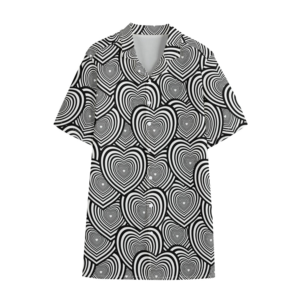 Psychedelic Heart Pattern Print Cotton Hawaiian Shirt