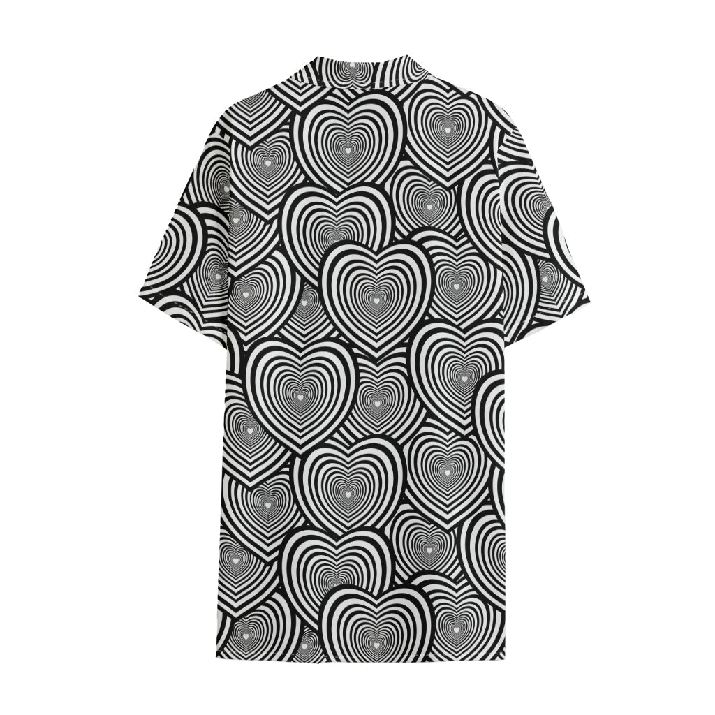 Psychedelic Heart Pattern Print Cotton Hawaiian Shirt