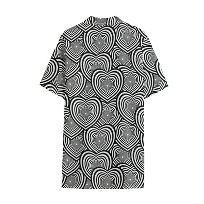 Psychedelic Heart Pattern Print Cotton Hawaiian Shirt