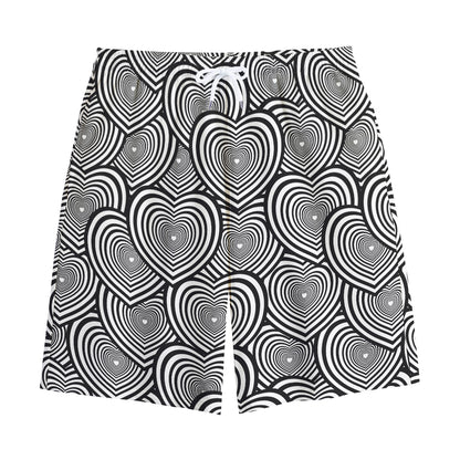 Psychedelic Heart Pattern Print Cotton Shorts