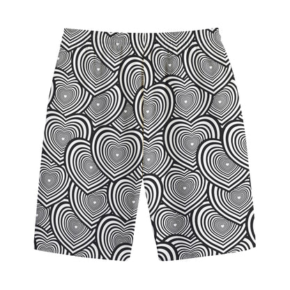Psychedelic Heart Pattern Print Cotton Shorts
