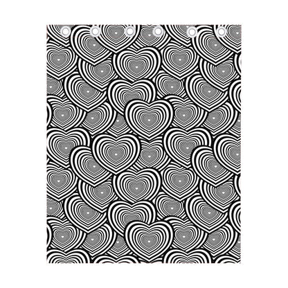 Psychedelic Heart Pattern Print Curtain