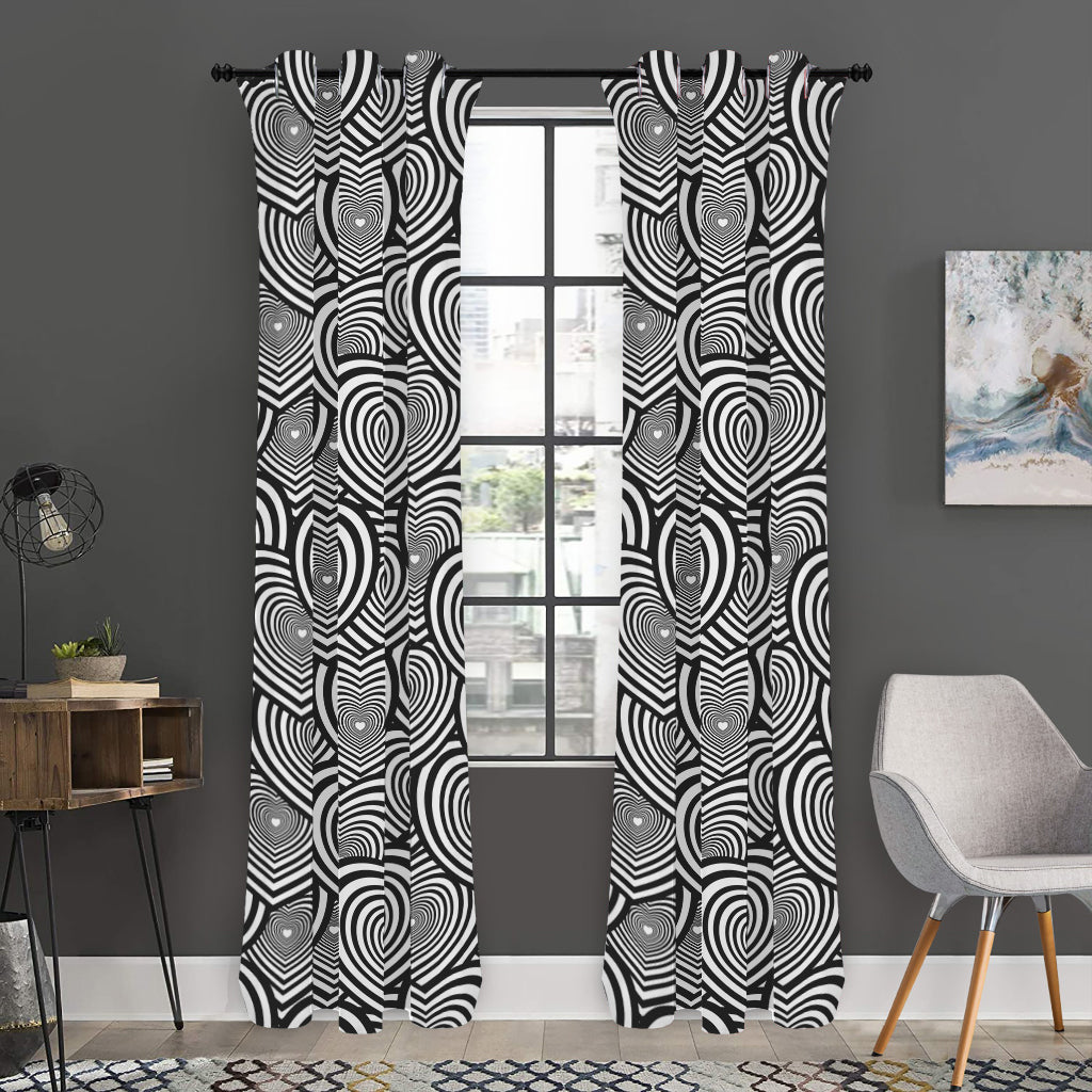 Psychedelic Heart Pattern Print Curtain